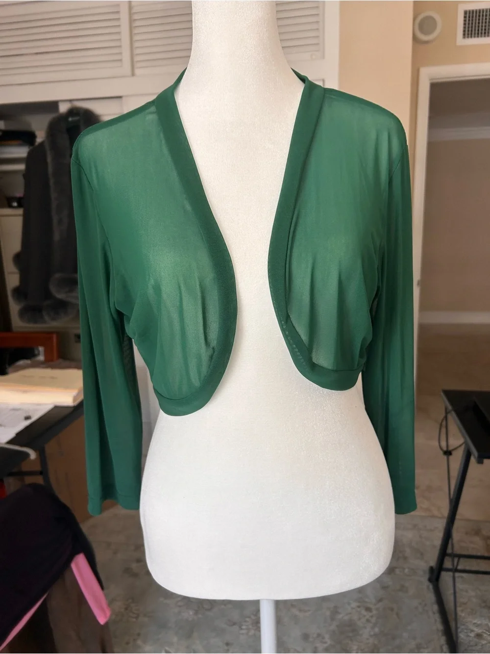 Forest Green Women’s Lightweight Bolero Cardigan - Picture 3 of 4